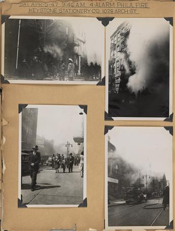 (PHILADELPHIA--FIREFIGHTING) Album entitled Photographs of Fires 1947 - 195, with 128 photographs depicting firefighting efforts throug